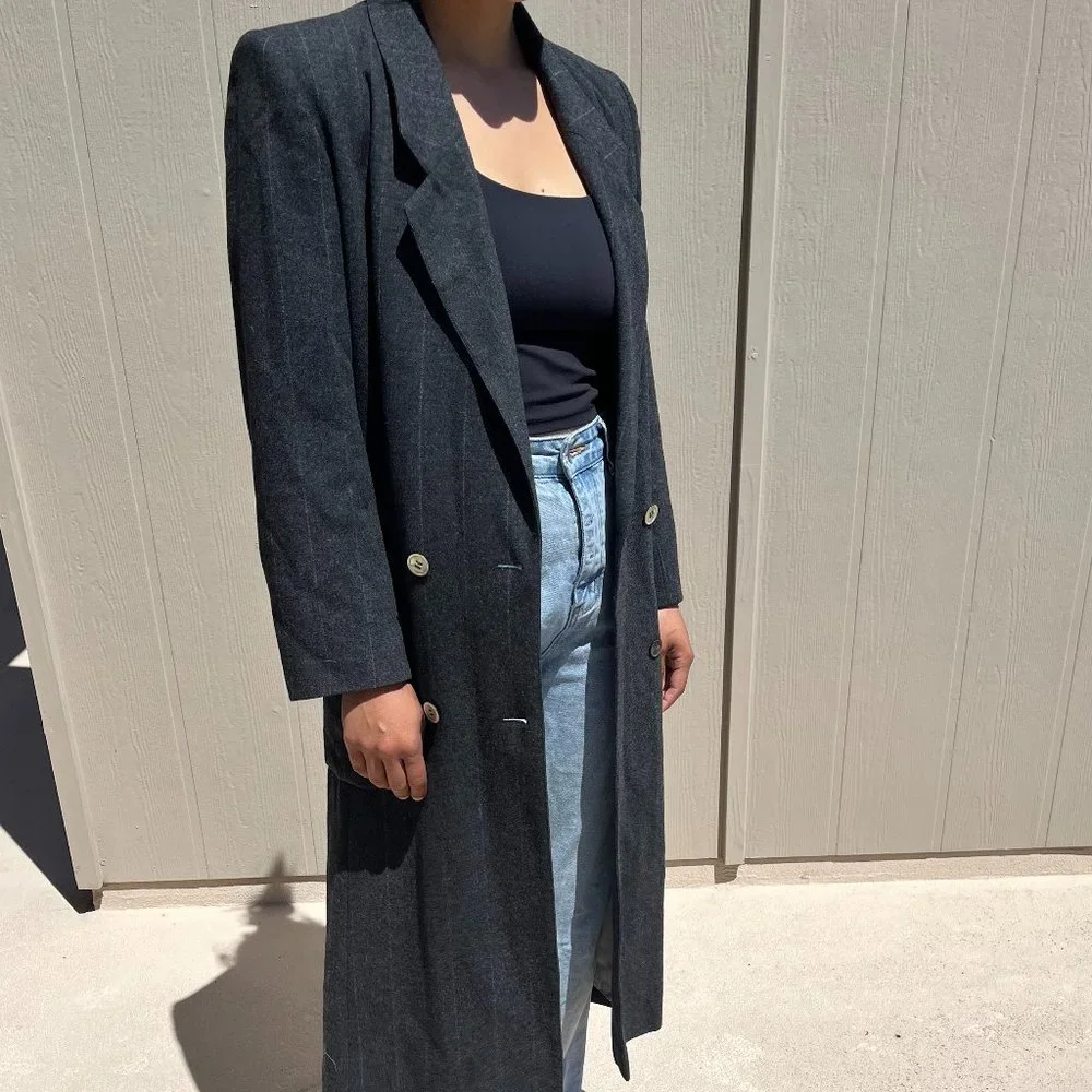 Saks Fifth Avenue Long Wool Trench Coat - Picture 8 of 8